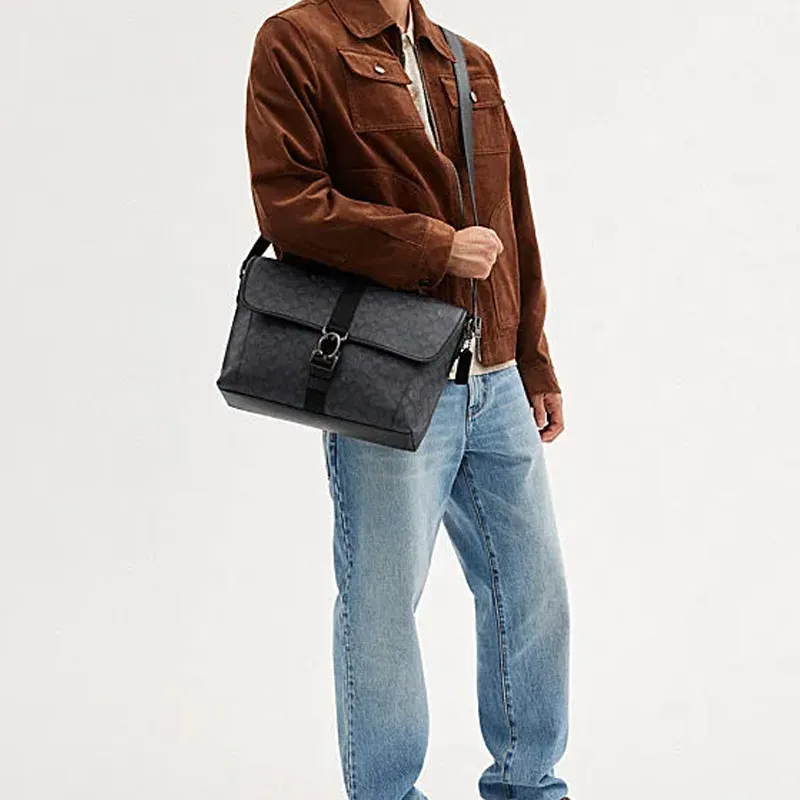 COACH BECK Artificial Leather Messenger Bag Shoulder Bag Crossbody Bag Regular Men's Charcoal Black-2