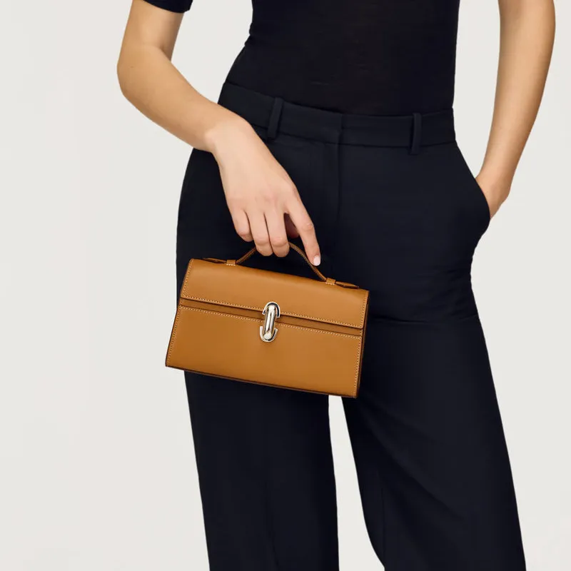 SAVETTE Calfskin Handbag Regular Women's Brown-5