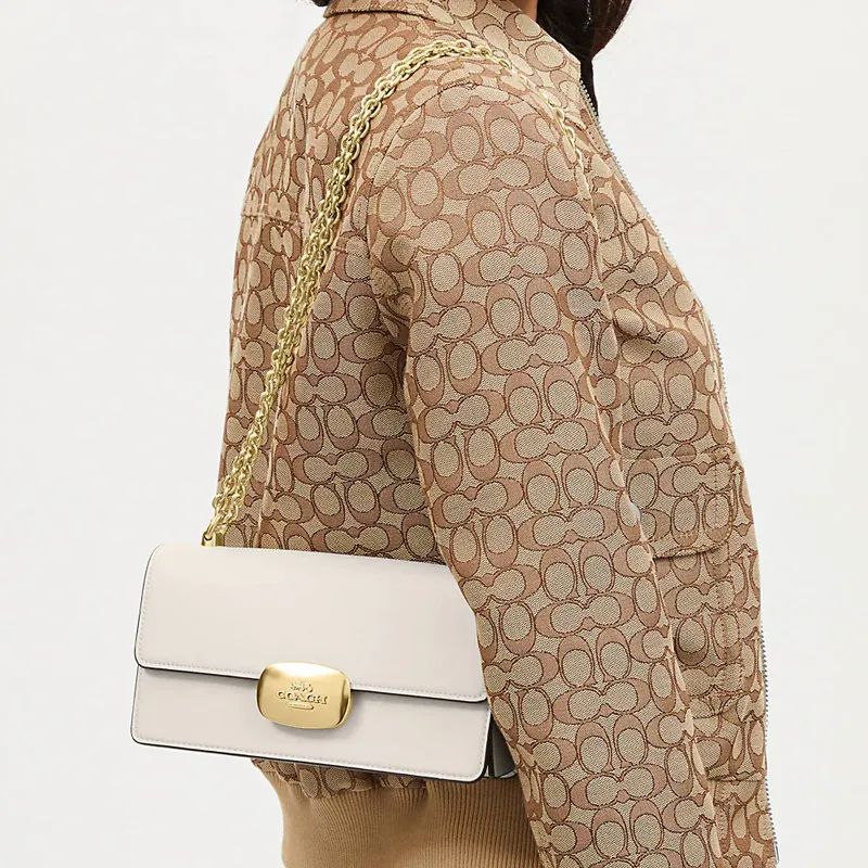 COACH Eliza Calfskin Baguette Bag Shoulder Bag Crossbody Bag Medium Size Women's White-3