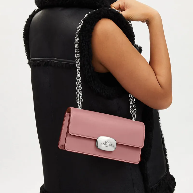 COACH Eliza Calfskin Baguette Bag Shoulder Bag Crossbody Bag Medium Size Women's Pink-4