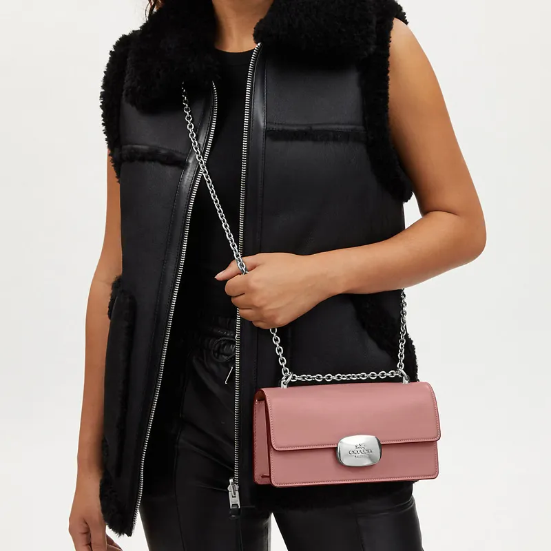 COACH Eliza Calfskin Baguette Bag Shoulder Bag Crossbody Bag Medium Size Women's Pink-3