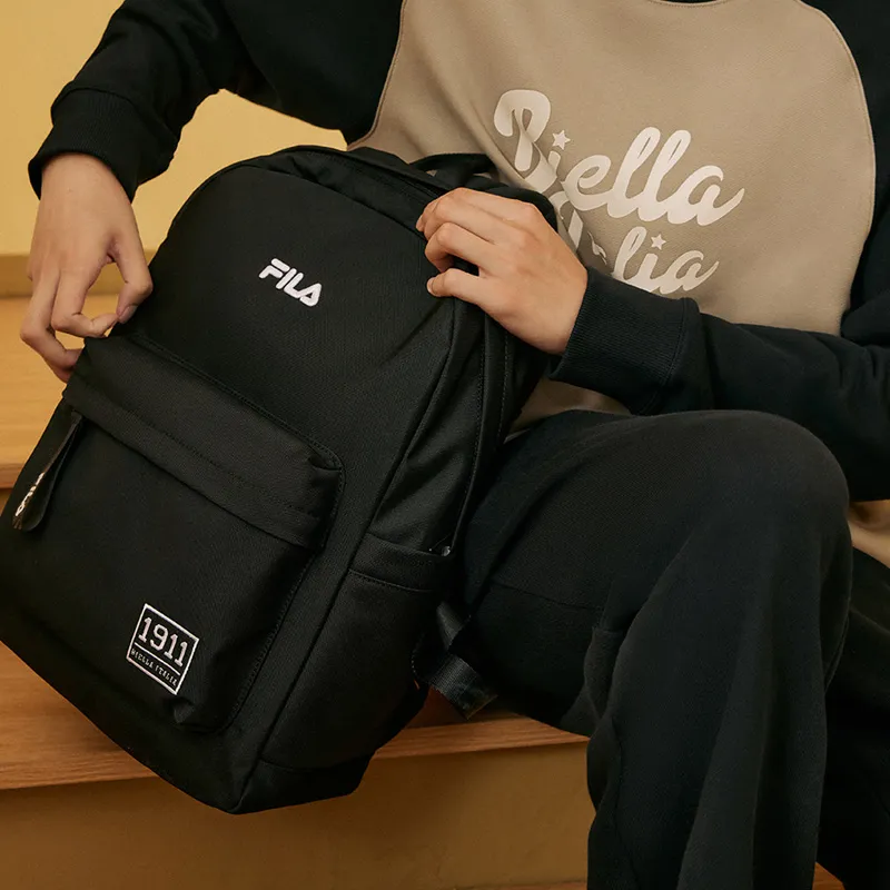FILA Fabric Casual Backpack Medium Size Unisex Jet Black-3