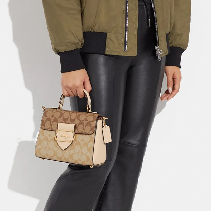 COACH Morgan 21 Top Handle Satchel In Blocked Signature Canvas-5