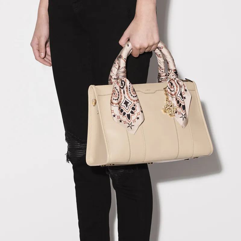 AMIRI Cotton Tote Bag Shopping Bag Handbag Shoulder Bag Crossbody Bag Mini Women's Light Khaki-7