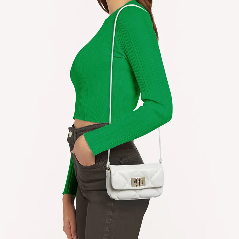 Furla 1927 Collection Lambskin Shoulder Bag, Crossbody Bag Mini Women's Cotton Candy-4
