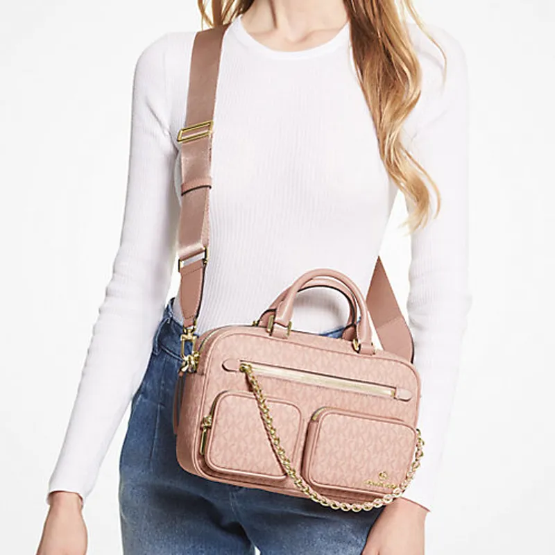 MICHAEL KORS Elliot Coated Canvas Messenger Bag Shoulder Bag Crossbody Bag Handbag Medium Size Women's Ballet Dance-3