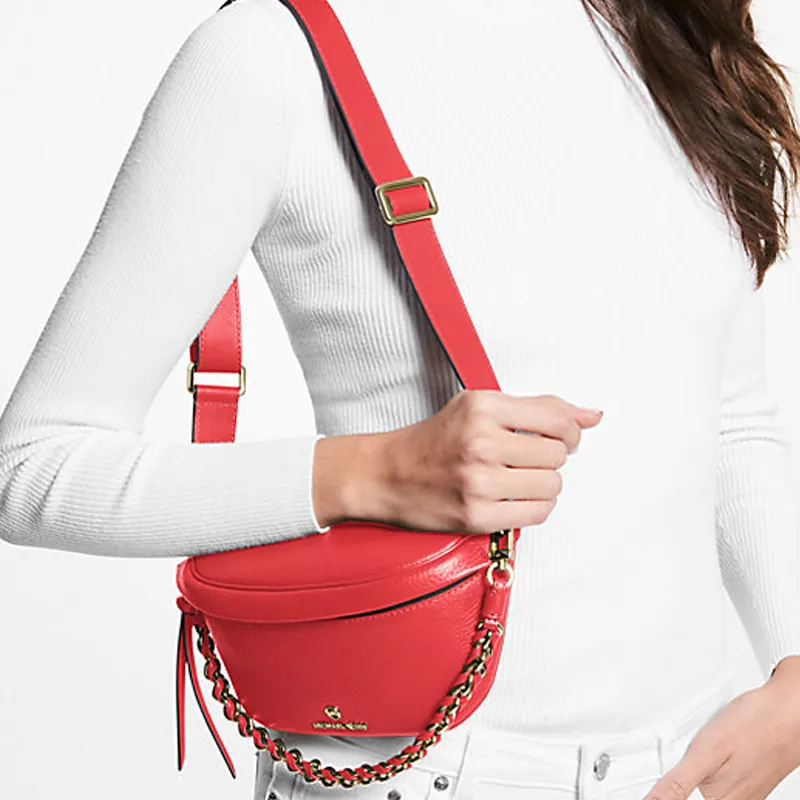 MICHAEL KORS Slater Litchi Grain Leather Handbag Shoulder Bag Women's Total Crimson-3