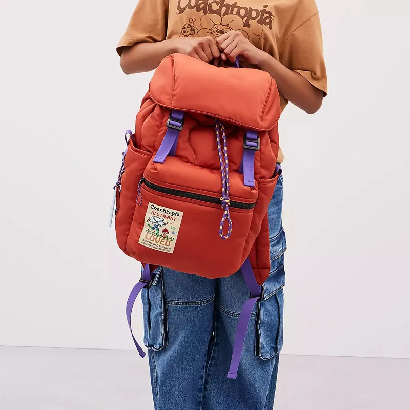 Coachtopia Recycled Polyester Travel Bag Backpack Large Size Unisex Orange-5