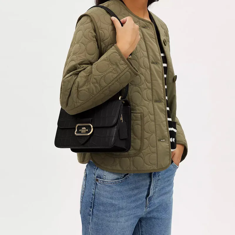 COACH Morgan Cow Leather Small Square Bag Shoulder Bag Crossbody Bag Large Size Women's Black-4
