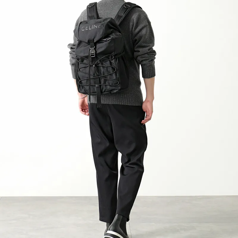 CELINE Nylon Fabric Backpack Medium Size Men's Black-4