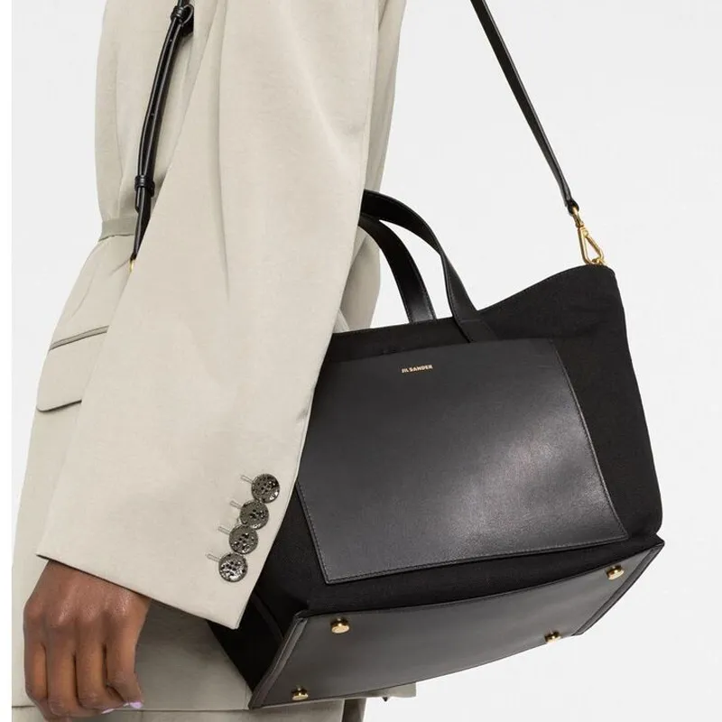 JIL SANDER Cotton With Linen Handbag Women's Black-4