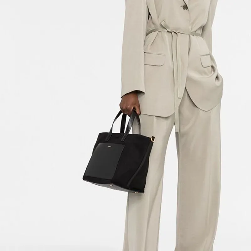 JIL SANDER Cotton With Linen Handbag Women's Black-3