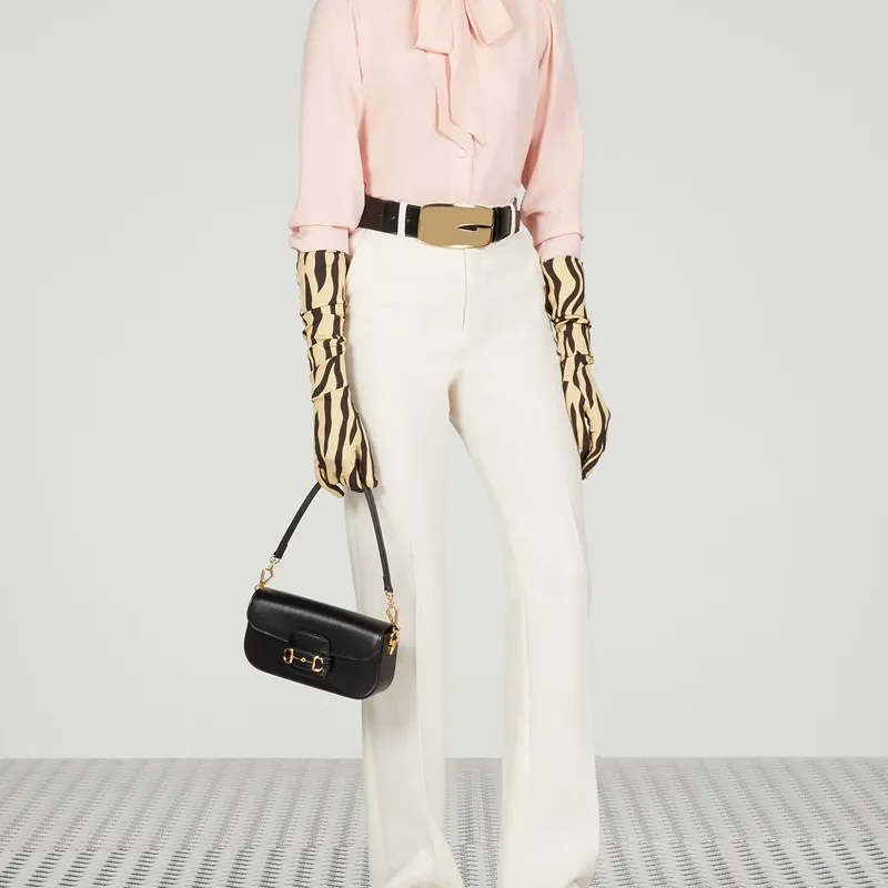 GUCCI Horsebit 1955 Leather Portable Crossbody Bag Shoulder Bag Small Size Women's Black-4
