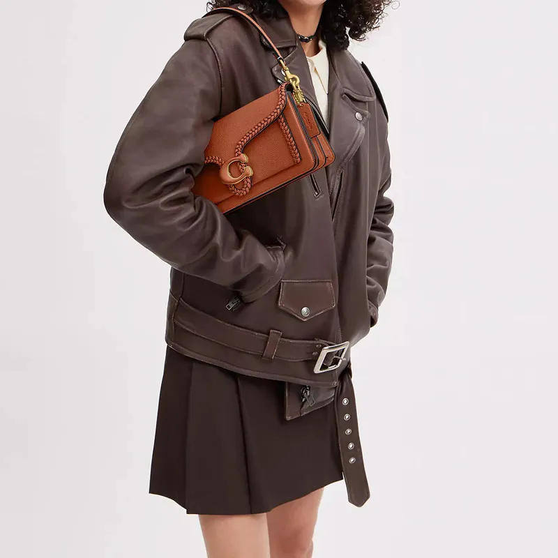 COACH Tabby Smooth Calf Leather Handbag, Shoulder Bag Medium Size Women's Brown-5