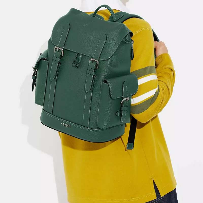 COACH Hudson Leather Backpack Large Size Men's Green-3