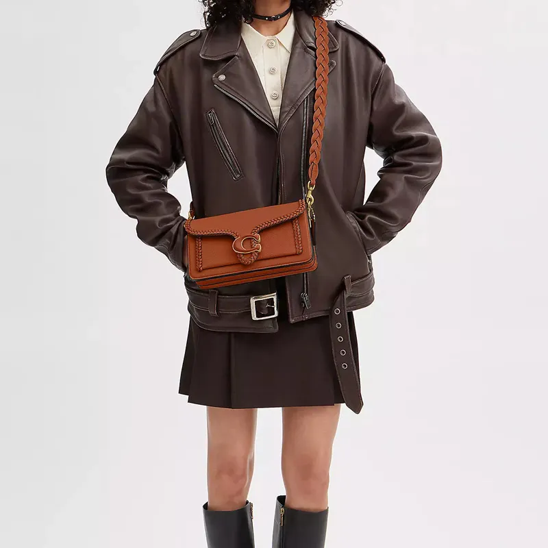 COACH Tabby Smooth Calf Leather Handbag, Shoulder Bag Medium Size Women's Brown-7