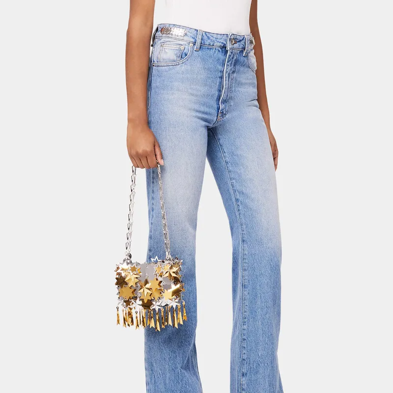 Paco Rabanne Polyester Portable Crossbody Bag Shoulder Bag Women's Yellow Multicolor Silver-3