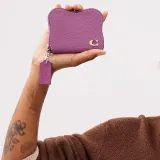 Coachtopia Litchi Grain Leather Wallet Women's Lilac Berry