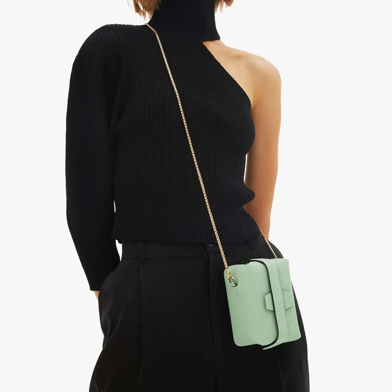 Valextra Tric Trac Calfskin Box Bag, Handbag, Shoulder Bag, Crossbody Bag Extra Mini Women's Green-4