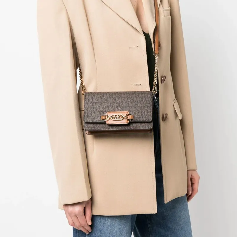 MICHAEL KORS Heather PVC Crossbody Bag, Shoulder Bag Women's Brown-5