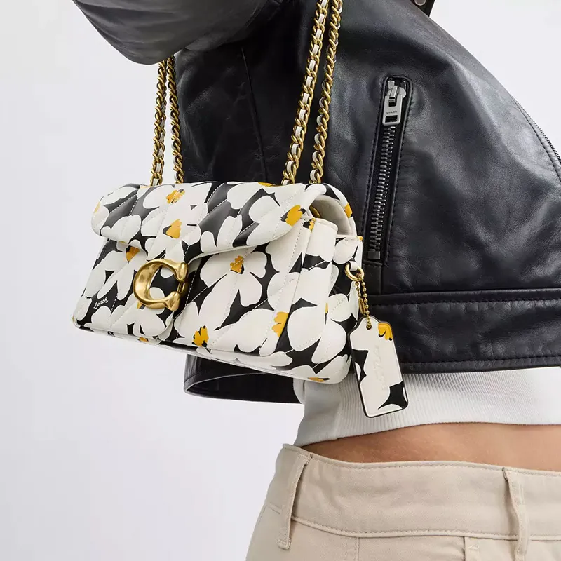 COACH Tabby Nappa Leather Crossbody Bag Shoulder Bag Women's Brass & Chalk Multicolor-6