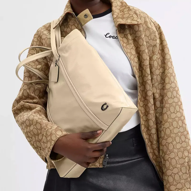COACH Leather Tote Bag, Shopping Bag, Shoulder Bag, Handbag Tubas Women's Ivory-5