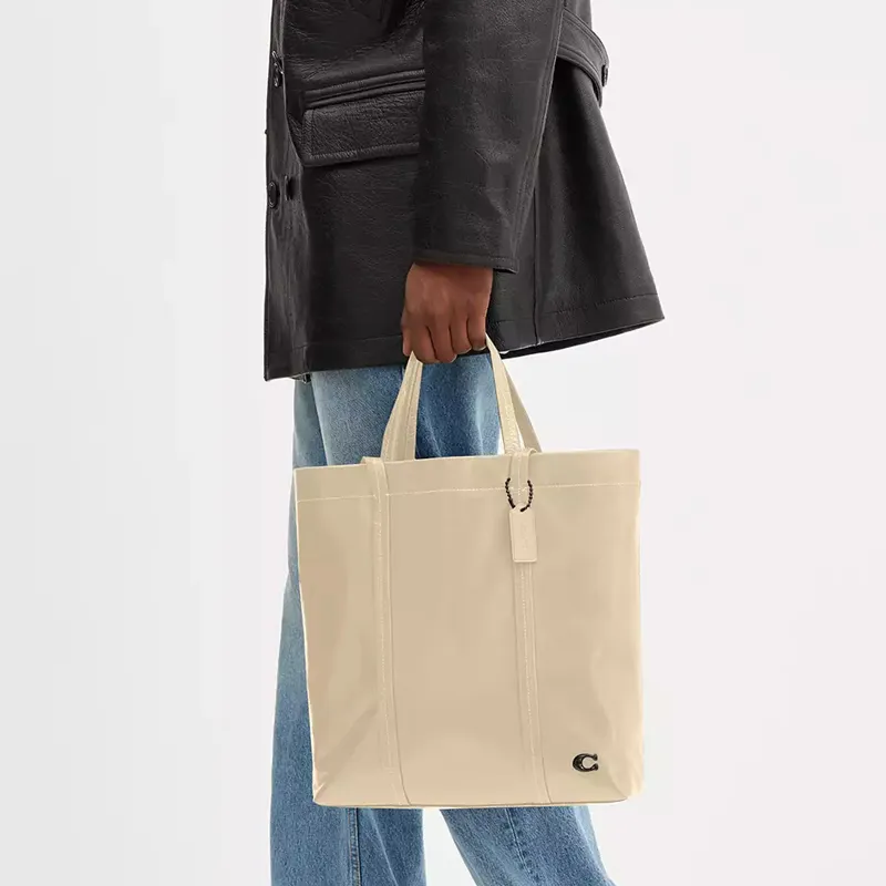 COACH Leather Tote Bag, Shopping Bag, Shoulder Bag, Handbag Tubas Women's Ivory-4