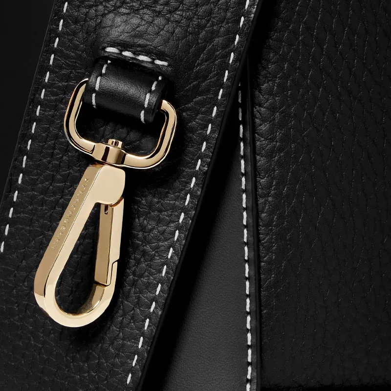 Strathberry Calfskin Bucket Bag Handbag Shoulder Bag Medium Size Women's Black-3