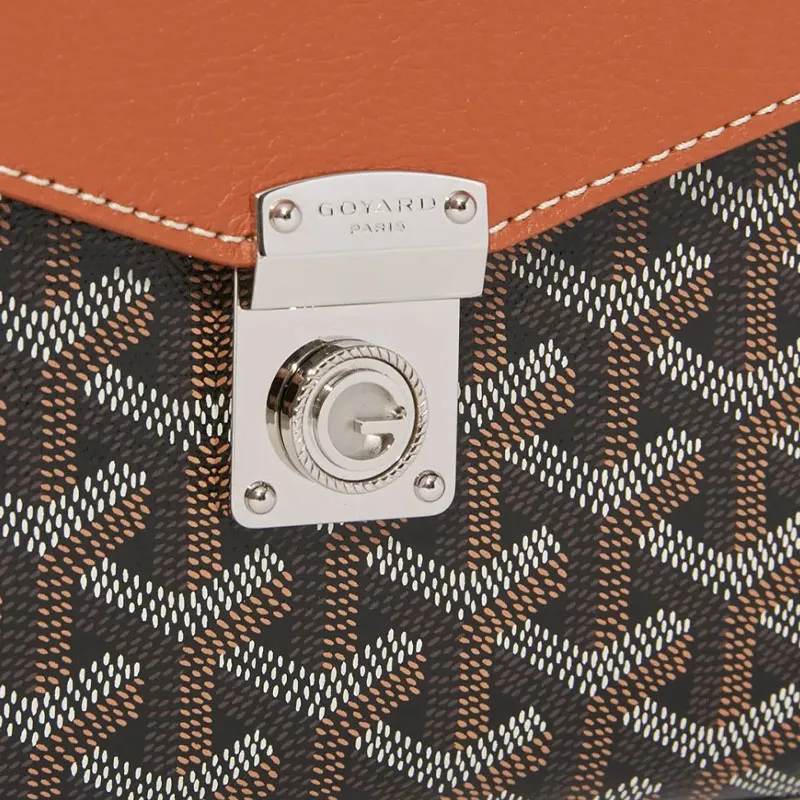 GOYARD Canvas With Calfskin Shoulder Bag, Crossbody Bag Unisex Black & Brown-5