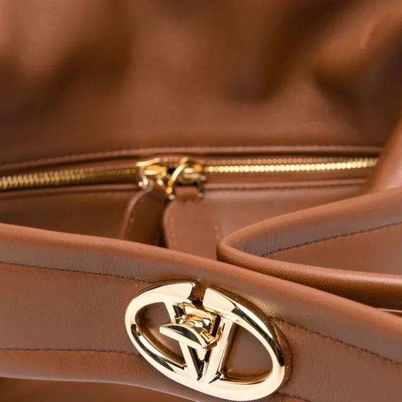 Valentino Calfskin Handbag, Shoulder Bag Women's Caramel Umber-2