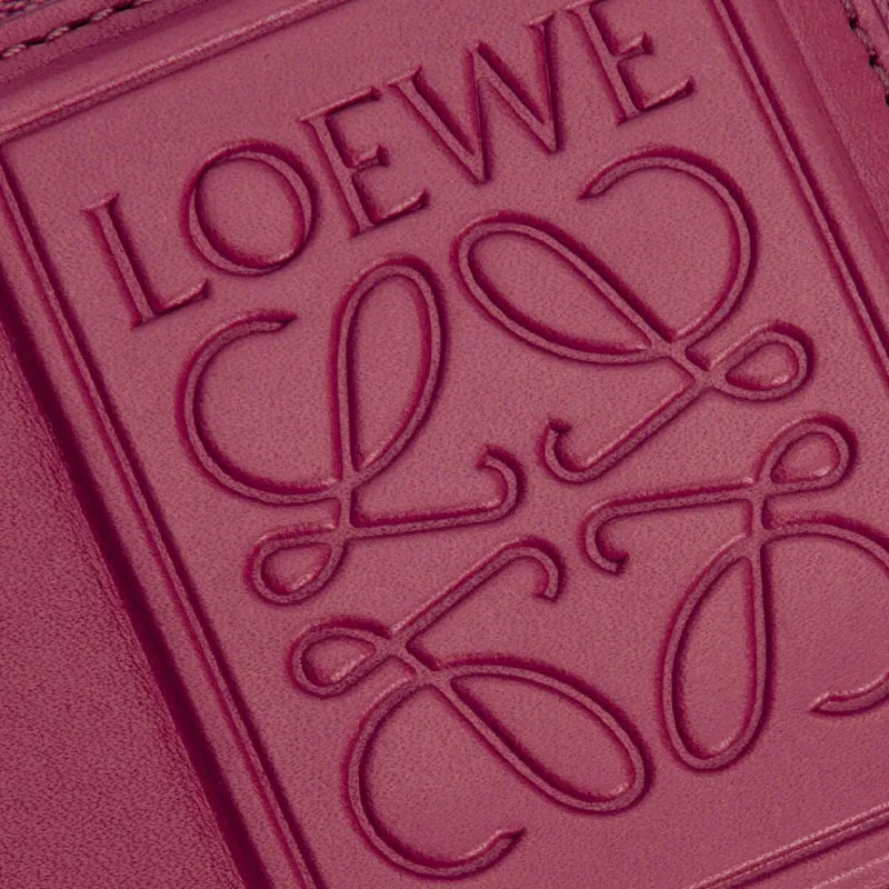 LOEWE Calfskin Coin Purse Card Clip Card Holder Men's Deep Red-3