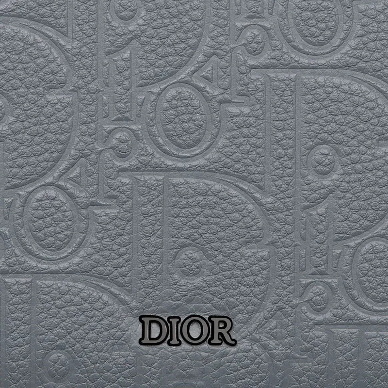 DIOR Calfskin Wallet Women's Dark Gray-4