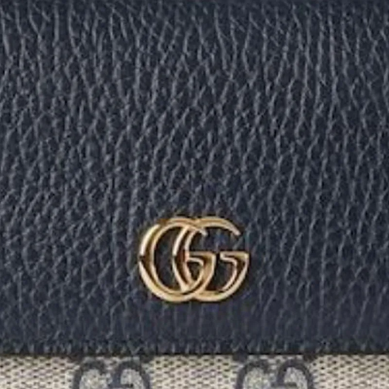 GUCCI GG Marmont Supreme Canvas Card Holder Trumpets Unisex Beige & Blue-5