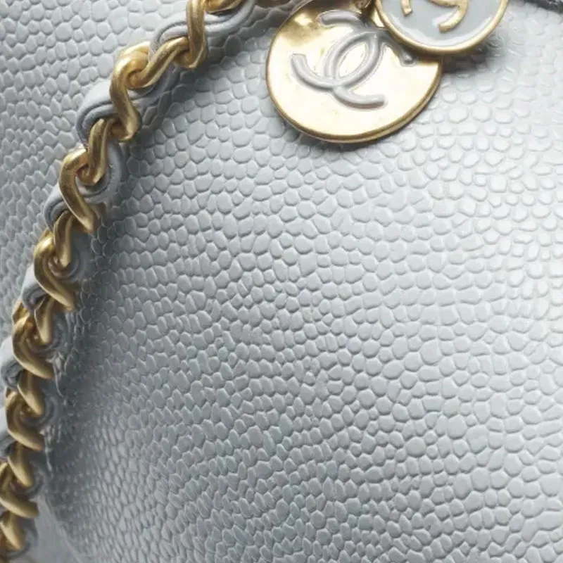 CHANEL Calfskin Shoulder Bag Mini Unisex Light Blue-3