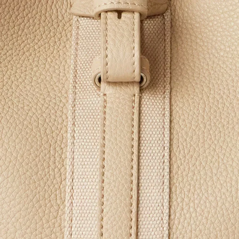 Loro Piana Grained Calfskin Bucket Bag Handbag Small Size Women's Brown-5