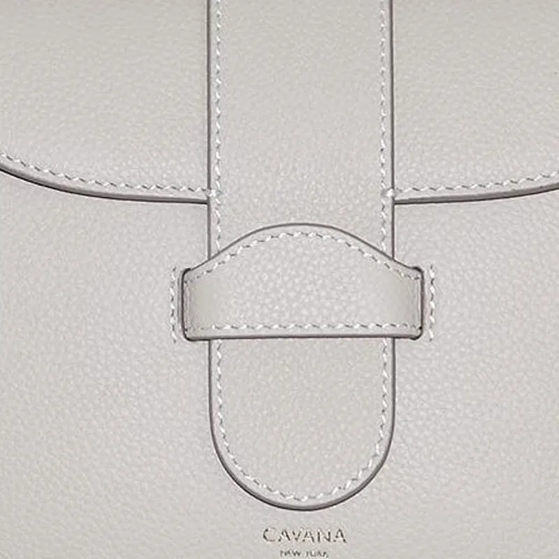CAVANA Calfskin Saddle Bag Shoulder Bag Crossbody Bag Women's Pearl Gray-2