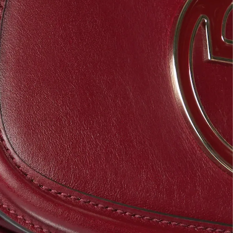 GUCCI Leather Crossbody Bag Shoulder Bag Small Size Women's Red-6