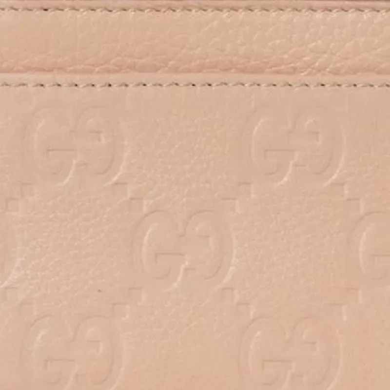 GUCCI Grained Leather Card Holder Women's Light Pink-4