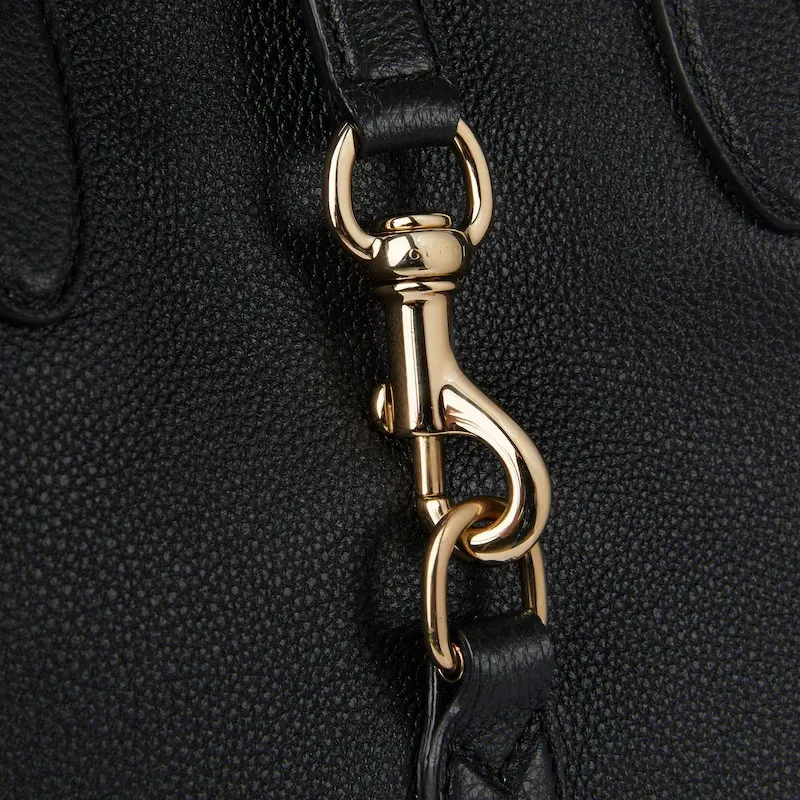 GUCCI Grained Leather Tote Bag Shopping Bag Handbag Medium Size Women's Black-7