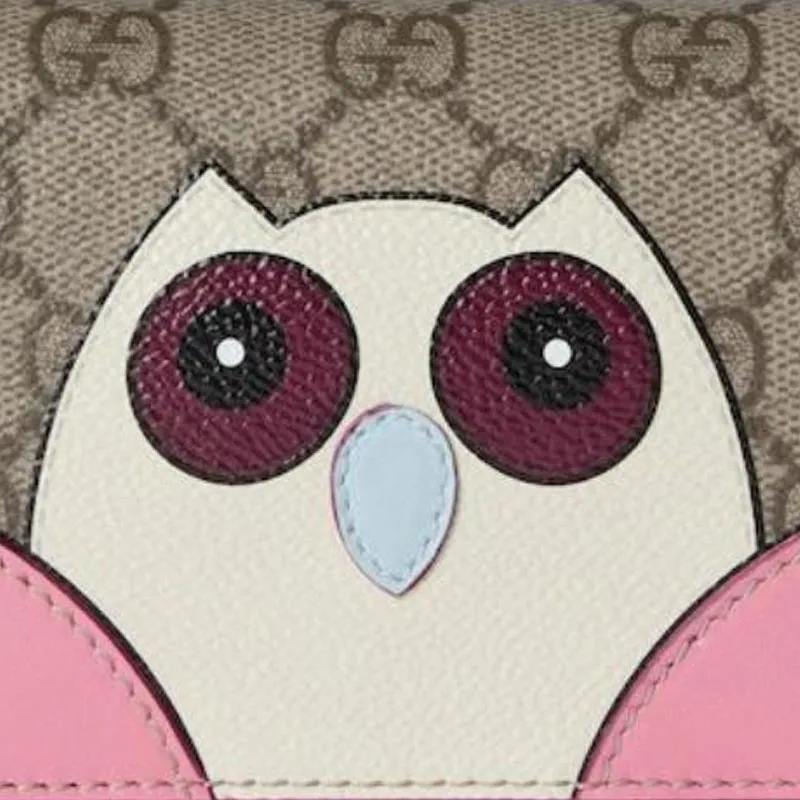 GUCCI Coated Fabric Wallet Mini Women's Pink & White & Brown-6