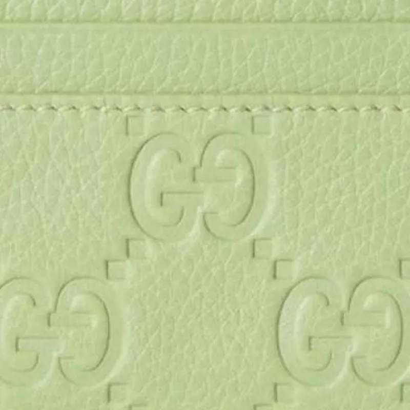 GUCCI Grain Leather Card Holder Women's Green-4