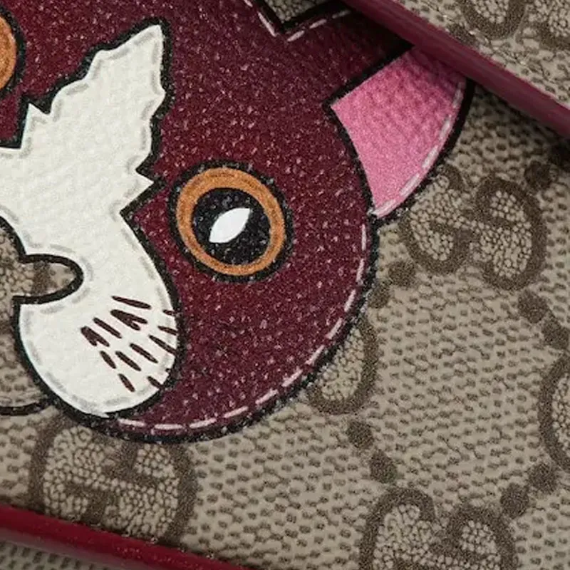 GUCCI Coated Fabric Shoulder Bag Mini Women's Deep Red & Brown-6