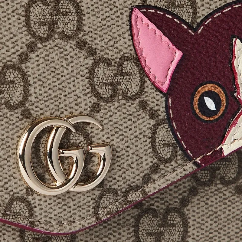 GUCCI Coated Fabric Shoulder Bag Mini Women's Deep Red & Brown-5
