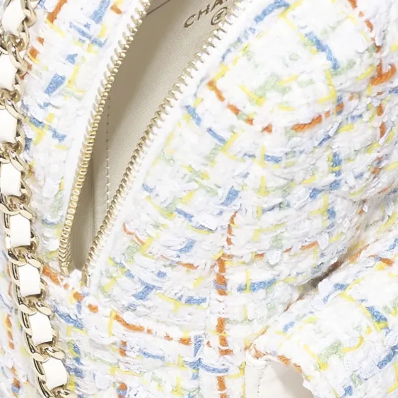 CHANEL Wool Backpack Mini Women's White Multicolor-4