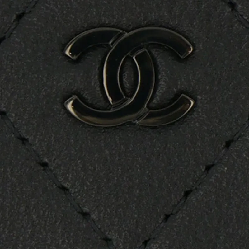 CHANEL So Black Calfskin Wallet Coin Purse Women's Black-5