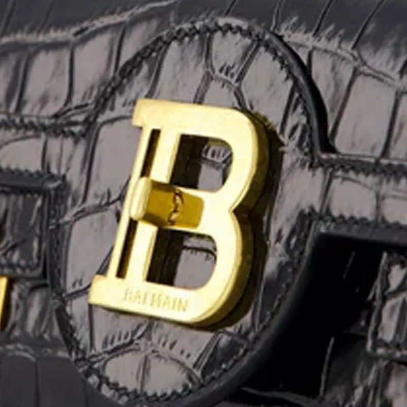 Balmain Hair Gold plaque Crocodile Mini Bag-5