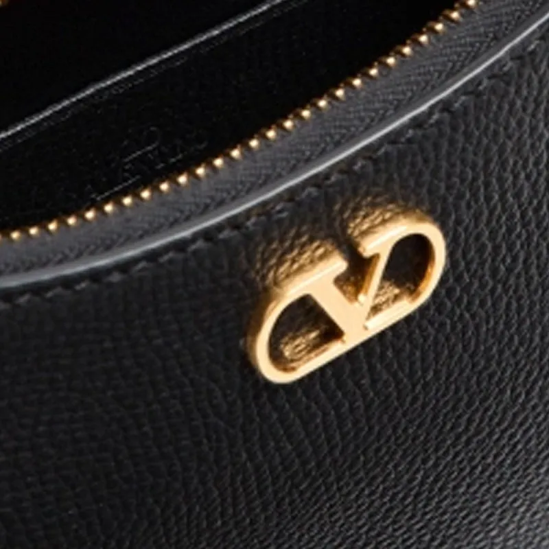 Valentino Grained Calfskin Hobo Bag Handbag Mini Women's Black-4