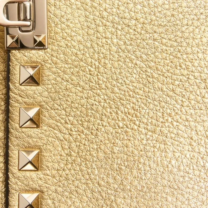 Valentino Grained Calfskin Crossbody Bag Shoulder Bag Women's Gold-5