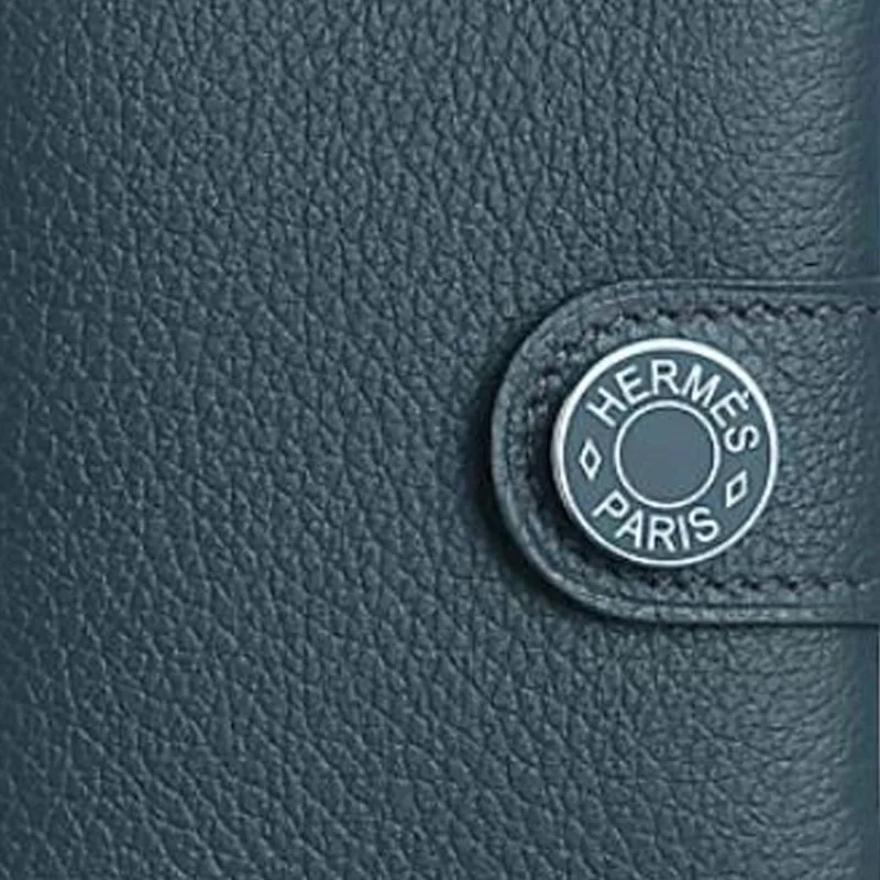 HERMES Evercolor Calfskin Card Holder Women's 7P Bleu De Prusse Prussian Blue-2