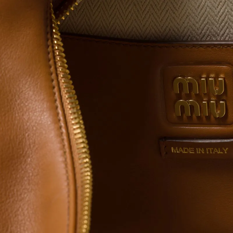 MIU MIU Leather Handbag, Shoulder Bag Women's Cognac Brandy-3